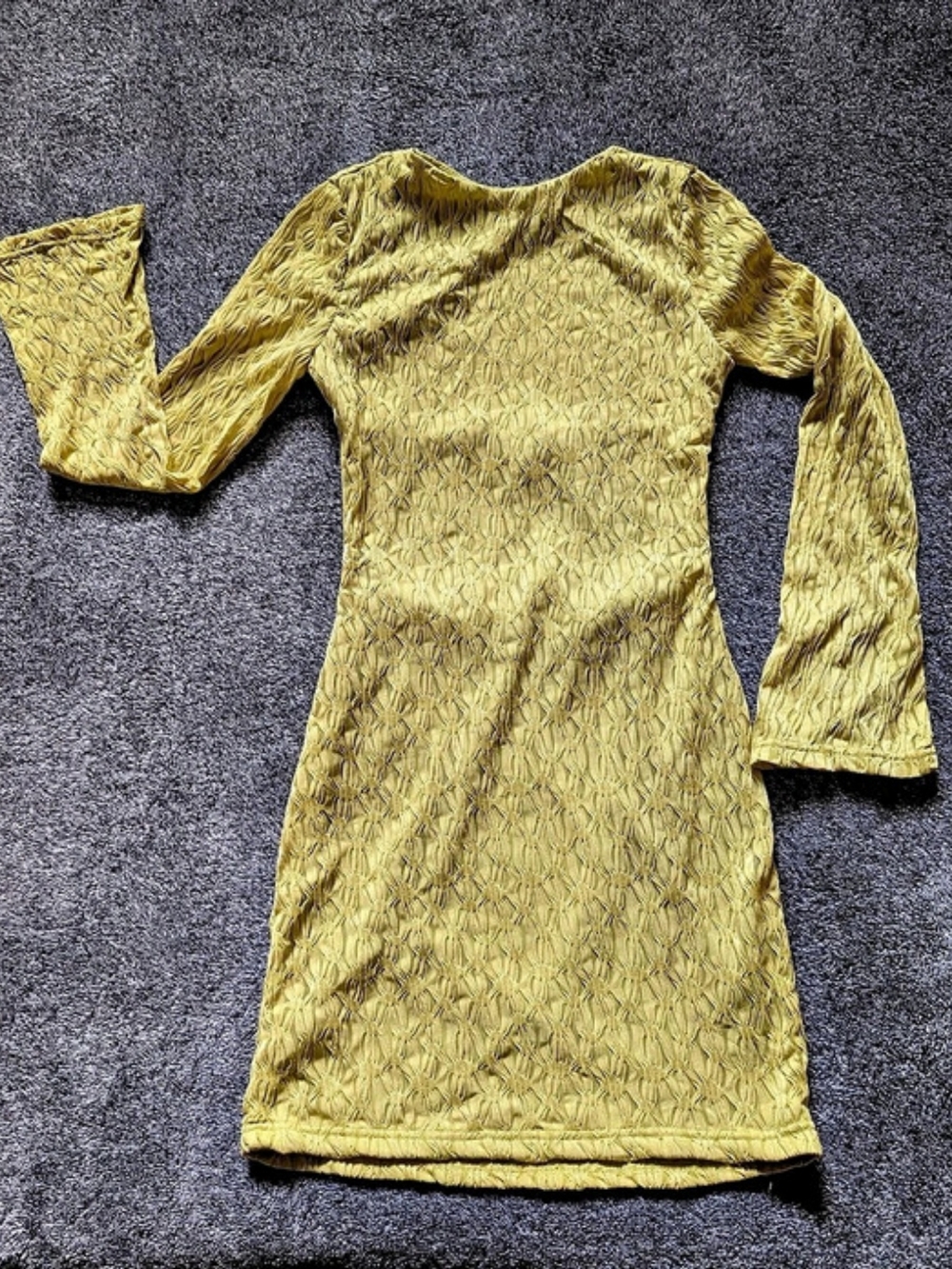 Mini Textured Dress in Green/Yellow